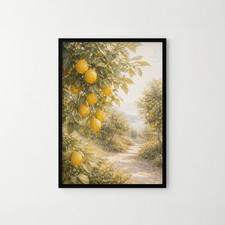 Listing image for A4 Borderless Mediterranean Lemon Grove Art Print Rustic Coastal Wall Decor