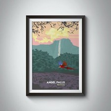 Listing image for Angel Falls Venezuela Travel Poster - Framed - Vintage - Bucket List Prints