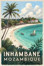 Listing image for Vibrant Inhambane Mozambique Travel Poster - Exotic African Coastline Art Print