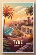 Listing image for Majestic Tyre Lebanon Travel Poster - Historical Coastal City Art Print A1-A4 Po