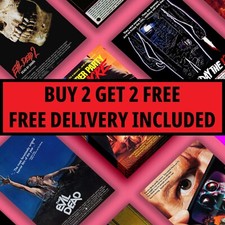 Listing image for 80s Classic Horror Movie Posters Film Gallery Wall Art Retro Cinema Poster Print