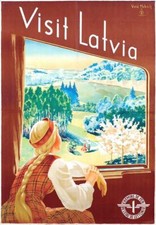 Listing image for Vintage Visit Latvia Tourism Poster Print A3/A4/A2