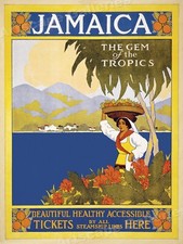Listing image for 1910 Visit Jamaica Caribbean Vintage Style Travel Poster - 24x32