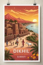 Listing image for Captivating Dikhil Djibouti Travel Poster - Exotic African Cityscape Art Print A