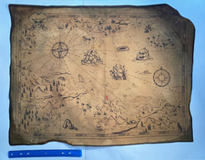 Listing image for HUGE Pirate Treasure Map Aged Distressed Art Print CANVAS - 24 x 32 Inches