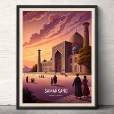 Listing image for Majestic Samarkand Uzbekistan Travel Poster- Registan Square Art Print