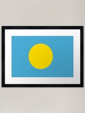 Listing image for flag of Palau Framed Art Print Framed Wall Art Poster Canvas Print Picture