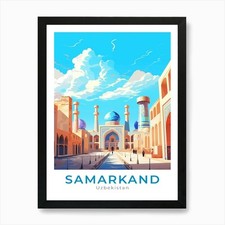 Listing image for Uzbekistan Samarkand Travel Art Pri Framed Wall Art Poster Canvas Print Picture