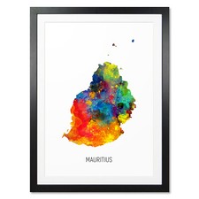 Listing image for Mauritius Map, Poster, Canvas or Framed Print, watercolour painting 10883