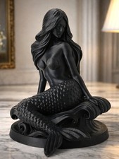 Listing image for Black Mermaid Figurine Ocean Mythical Decor Ornament Shelf Display Gift