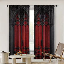 Listing image for Window Curtains Polyester Light Filtering Gothic Castle Decor Print Curtains Set