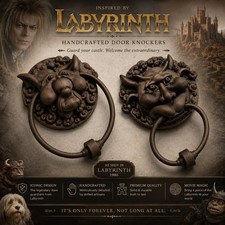 Listing image for Labyrinth Inspired Door Knocker Set | Fantasy in Goblin Castle Decor Knockers