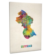 Listing image for Guyana Watercolor Map Box Canvas and Poster Print (1330)