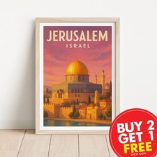 Listing image for Jerusalem Travel Print, Travel Poster, Retro Wall Art, Vintage Pictures, Gift,