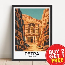 Listing image for Petra Retro Travel Print, Travel Poster, Vintage Poster, Home Pictures, Gift